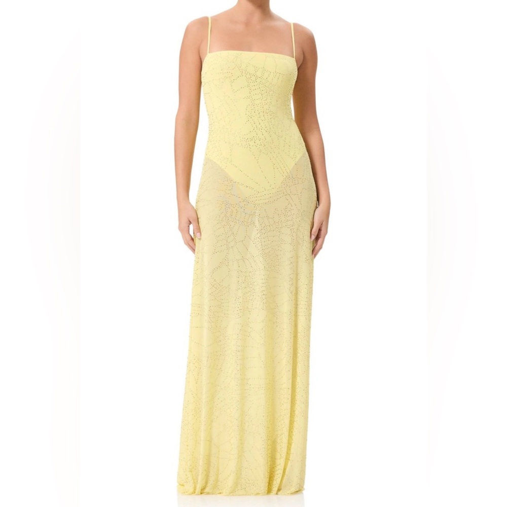 NWT AFRM Buttercup Shea Rhinestone Maxi Dress Womens 2